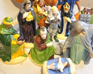 One-of-a-kind ceramic nativity scene with barn
