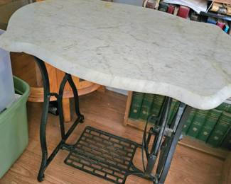 another sewing base with marble top, great as a console or small vanity