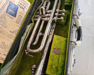Vintage band trumpet with case