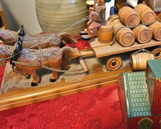 German beer wagon, carved wood, great decor piece, needs cleaning