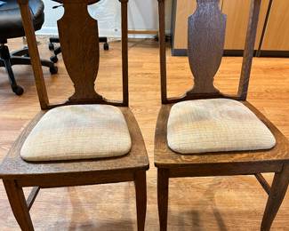 pair of oak side chairs