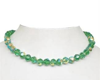 Lot 148   1 Bid(s)
1950s Light Green Crystal Single Strand Matinee Length Necklace