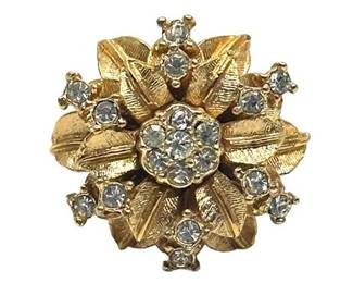 Lot 056   3 Bid(s)
Gold Toned and Rhinestone Encrusted Floral Ring