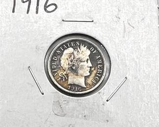 Lot 023   4 Bid(s)
1916 Silver Barber Dime