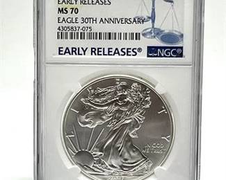 Lot 026   6 Bid(s)
2016 Silver American Eagle MS70 NGC 30th Anniversary