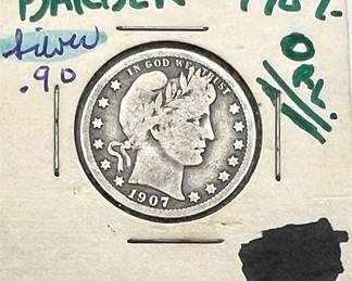 Lot 024   4 Bid(s)
1907 O Silver Barber Quarter