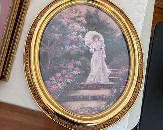 Oval print in plastic frame 22"L x 18"W