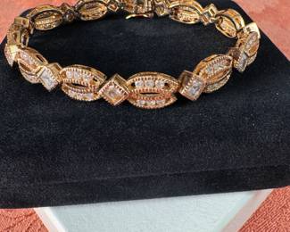 Sterling (.925) bracelet (approx. 7") Jewelry Lot#36 gold finish