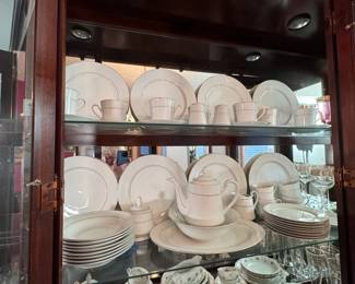 Sango fine china, white with gold border, (may be missing some saucers) service for 8