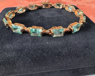 Sterling (.925) bracelet (approx. 7") Jewelry Lot#42 gold finish