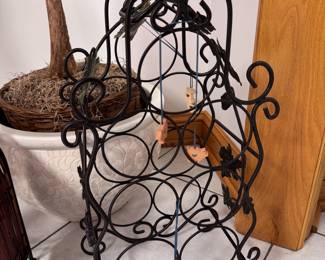 Seven-Bottle wine rack with, metal with grape leaves