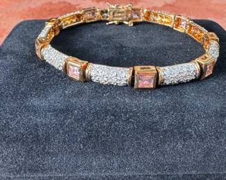 Sterling (.925) bracelet (approx. 7") Jewelry Lot#61 with gold finish