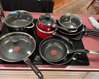 Box Lot#70 nonstick cookware, most are T-fal
