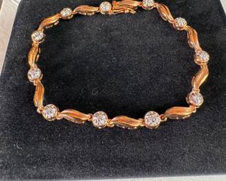 Sterling (.925) bracelet (approx. 7") Jewelry Lot#328 with gold finish