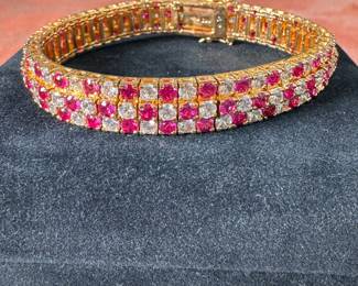 Sterling (.925) bracelet (approx. 7") Jewelry Lot#63 with gold finish