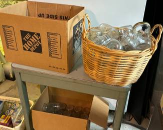 Canning jars, vintage table