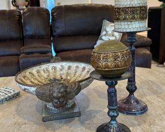 Decorative bowl, candlesticks