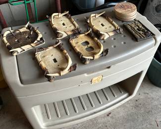 Rubbermaid bench, Rustic antler switch plate covers