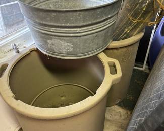 Horse feeders, galvanized pale