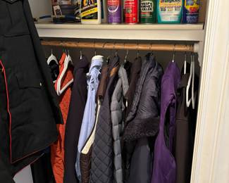 Jackets, cleaning supplies