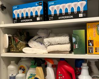 Cleaning supplies, light bulbs