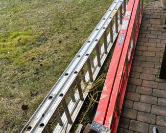 Lightweight aluminum extension ladder and fiberglass ladder
