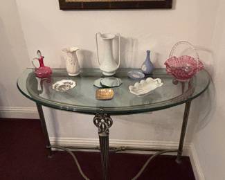 Half moon glass top table