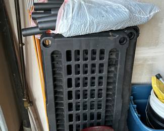 Rubbermaid shelving unit broken down and ready to go in your car! Cute cardinal planter