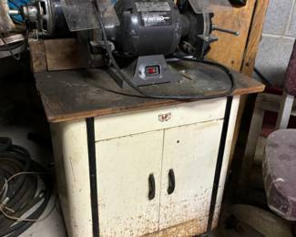 Antique medical cabinet, grinder