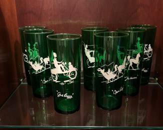 Vintage green anchor hocking glasses