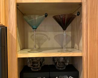 Martini glasses, crystal bowls