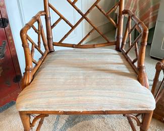 Vintage Chinese Chippendale Faux Bamboo Arm Chair - 2 Available. Photo 1 of 4.