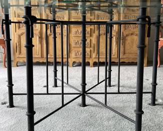 Vintage Baker Wrought Iron Faux Bamboo Glass Top Dining Table. Measures 60" D x 28" H. Excellent As Is But Would Be Amazing with Custom Paint! Photo 3 of 5.