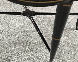 Vintage Papier Mâché Scalloped Tray Table on Faux Bamboo Base. Measures 32" x 25" x 19" H. Photo 3 of 3.