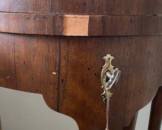 Tomlinson Reproduction Pad Foot Queen Anne Style Flip Top Drink / Side Table - 2 Available. One Has Chipped Finish. Each Measures 18" D x 22.5" H; 9" D When Open. Photo 2 of 4.