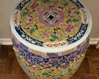 Antique Chinese Famille Jaune Porcelain Garden Stool. Photo 2 of 2.