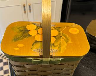 Hand-Painted Vintage Picnic Basket Purse with Lemons. Photo 1 of 2.