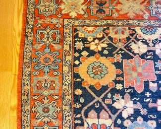 Peshawar (Pakistani Vegetable Dyed Rug) with Tribal Persian Design. Measures 13' x 5' 10". Photo 3 of 5.