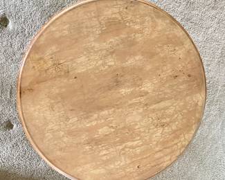 Interior Crafts Distressed Finish French Provincial Glass Top Side Table. Measures 22" D x 23" H. Photo 3 of 3.