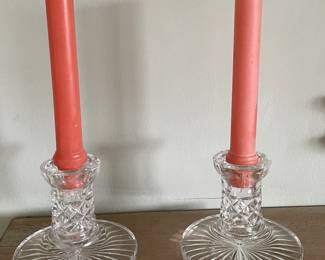 Pair of Waterford Crystal Candlesticks. Measures 4" H.