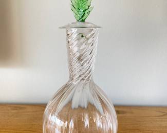Crystal Decanter with Green Topper.