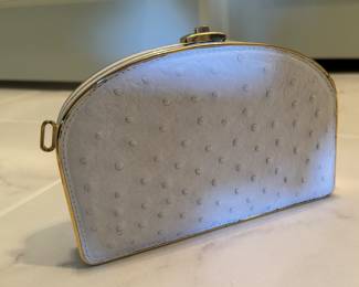 Vintage White Ostrich Leather Clutch.