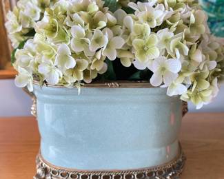 Footed Cachepot with Brass Base. Photo 1 of 2.