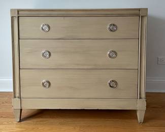 Distressed Finish Three Drawer Chest of Drawers. Measures 36" W x 21" D x 32" W. Photo 1 of 4.