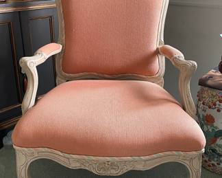 Vintage Baker Furniture French Fauteuil Arm Chair. Fading on Seat Cushion. Will Need Reupholstering. Frame Great As Is But Would Be AMAZING Painted. Ask Us About Resources. Measures 28" W x 28" D. Photo 1 of 6.