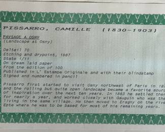 Camille Pissarro, "Paysage A. Osny," No. 31. Etching & Drypoint. 1887. Photo 4 of 5.