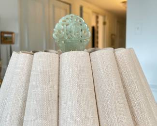 Celadon Crackle Finish Table Lamp with Jade Finial. Photo 2 of 2.