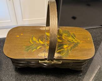 Hand-Painted Vintage Picnic Basket Purse. Photo 2 of 2.