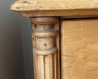 Vintage Pine Sourced Pine Three Drawer Chest of Drawers with Brass Pulls. Measures 57" W x 25" D x 35.5" H. Photo 4 of 4.