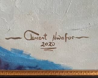 Commissioned Portrait of Nigerian Girl. Oil on Canvas. Signed By Artist. Clement Nwafar. Photo 2 of 2.